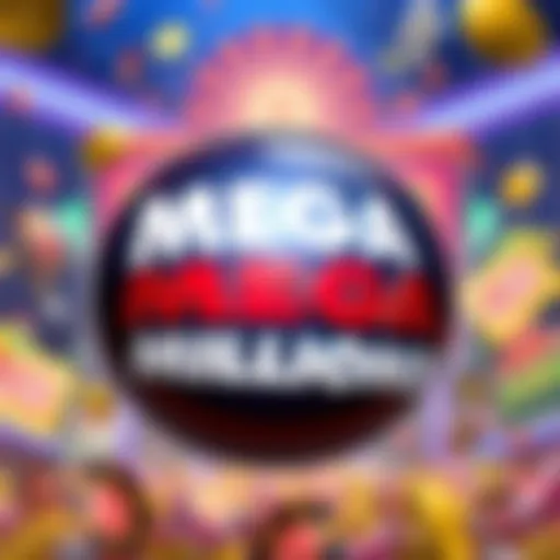 A vibrant depiction of the Mega Millions logo with a dynamic background.
