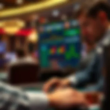 Analysis and Strategy in Betting A close-up of a player analyzing game statistics