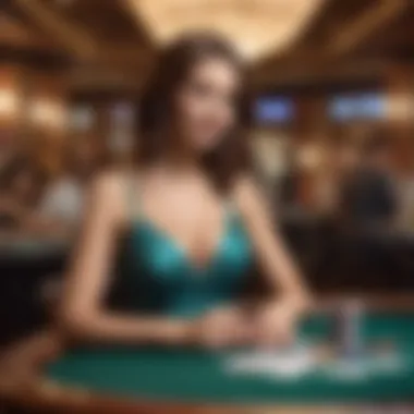 A poker hostess promoting an event in a casino setting