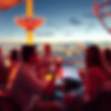 Guests enjoying drinks while taking in breathtaking views from the Ferris Wheel Bar.